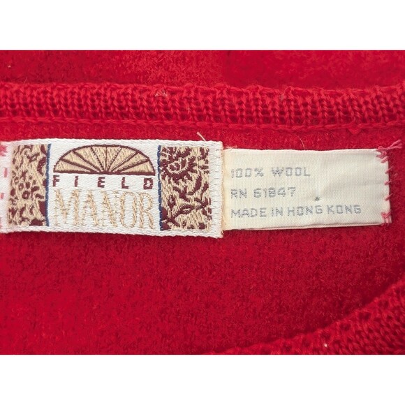 Field Manor Vintage Hong Kong Red 100% Wool Blazer Jacket Gold Buttons Size Med - Picture 2 of 8